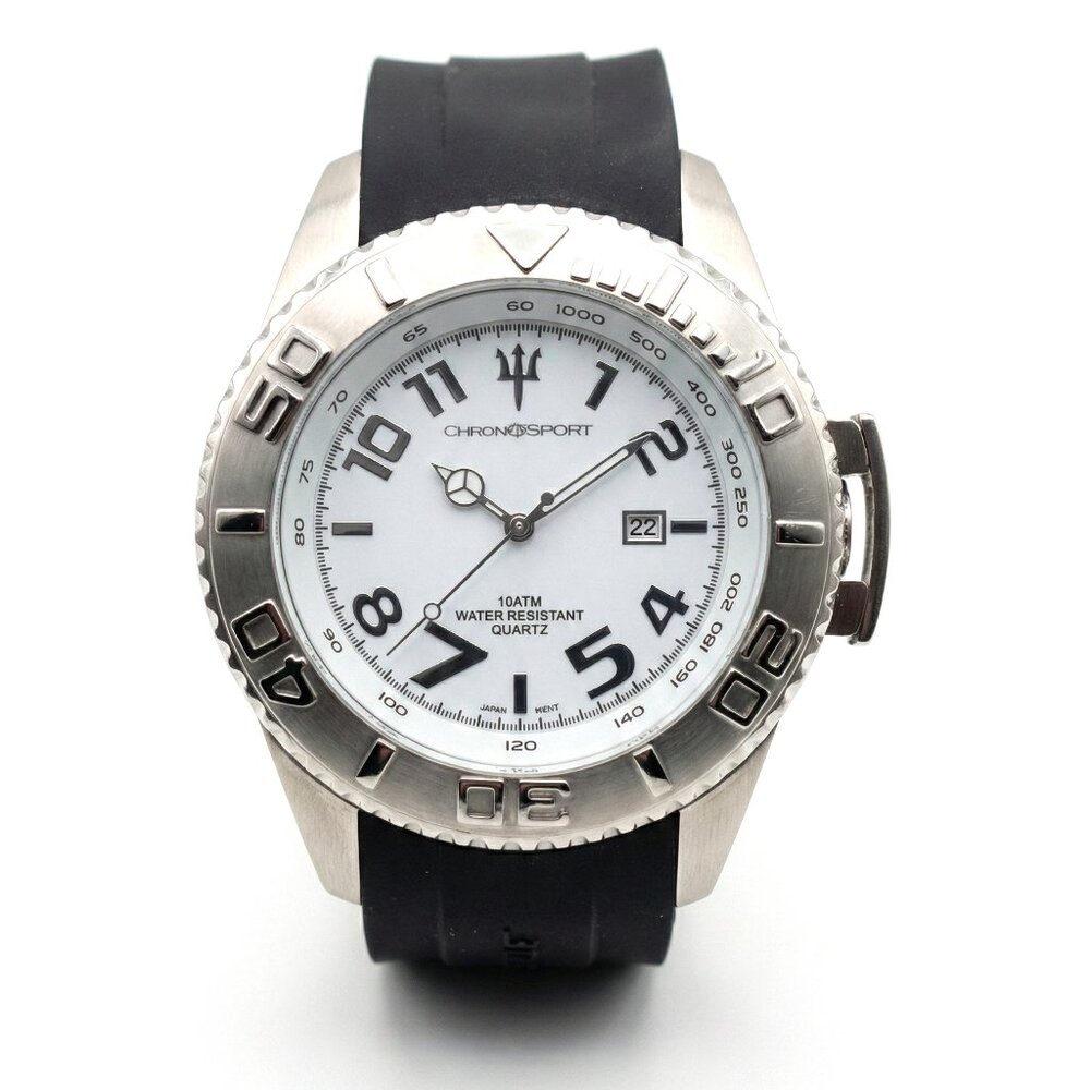 UNISEX Black & Silver Chronosport Jpanese Watch  - 10 ATM - NEW